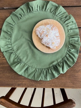 Салфетка с рюшами под тарелку Ecotton Duck водоотталкивающая круглая (4057 Green) (25603_000)