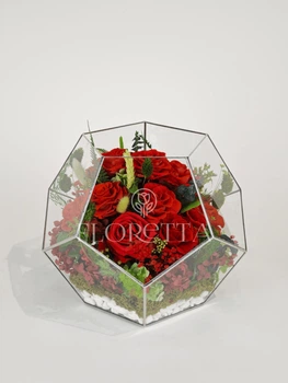 Флорариум с розами «На вершине чувств» ХL 30*30*30 см