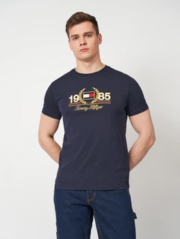 Футболка хлопковая длинная мужская Tommy Hilfiger 11731 L Темно-синяя (smt2000000045306)