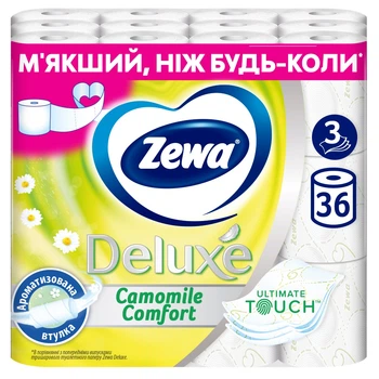 Туалетний папір Zewa Deluxe Ромашка 3 шари 19.3 метра 36 рулонів (7322542613481_1)