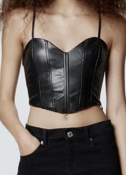 Топ ZARA из искусственной кожи на молнии XS