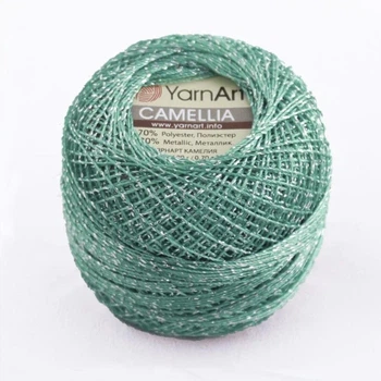 Пряжа з металевими блістерами YarnArt CAMELLIA для макраме в'язання рукоділля м'ята (№427)