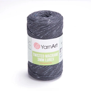 Шпагат YarnArt люрекс макраме 3мм темно-сірий (758)