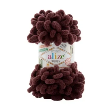 Пряжа фантазійна Alize Puffy 100г петельна Пуффі червоно-коричнева №993