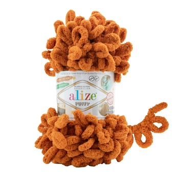 Пряжа фантазійна Alize Puffy 100г петельна Пуффі мідь №234