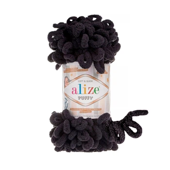 Пряжа фантазійна Alize Puffy 100г петельна Пуффі чорна №1060
