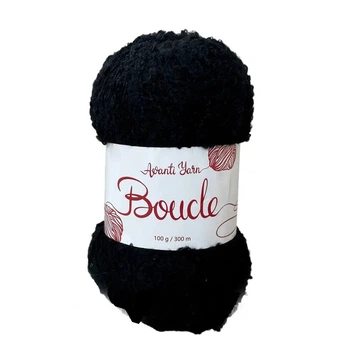 Пряжа букле Avanti Yarn Boucle для ткацтва в'язання макраме 100г чорна (№9900)