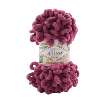 Пряжа фантазійна Alize Puffy 100г петельна Пуффі малиновий сорбент №974