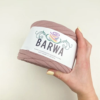 Пряжа стрічкова Barwa трикотажна плоска для в'язання макраме рожева пудра №019