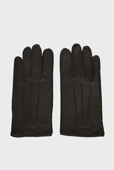 Чоловічі чорні шкіряні рукавиці CASHMERE Gant L 9931074