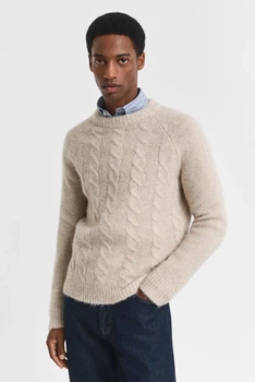 Чоловічий бежевий шерстяний свитер CABLE C-NECK Gant M 8050270