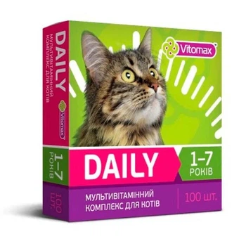 Витамины для кошек 1-7 лет Vitomax Daily 100 таб