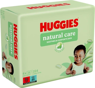 Салфетки влажные Huggies Natural Care Quad 56 х 4 шт (5029053550183)