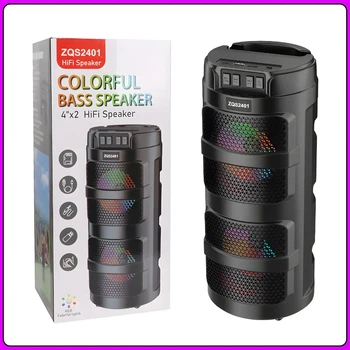 Портативна Bluetooth колонка 2х4" з RGB підсвітленням та підтримкою TWS ZQS2401 10W