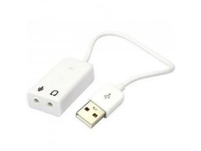 Звукова карта USB AUX jack, 2*TRS (Mic + Ear), Virtual 7.1 Channel, C-Media, кабель 25 см, біла