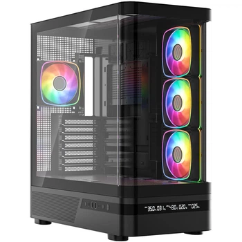 Корпус Modecom VOLCANO AQ200 ARGB MIDI FRONT LCD, 4x120mm fans ЧОРНИЙ без Блок живлення ATX