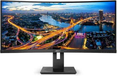 Монитор TFT 34" Philips 346B1C, VA, 3440 x 1440, USB-C, HDMI, DP, RJ45, колонки, черный