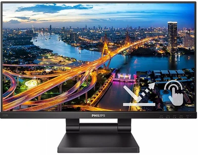 TFT 21.5" Philips 222B1TC, сенсорний (10 дотиків), IPS, VGA, HDMI, DP, USB-Hub, HAS, колонки, чорн