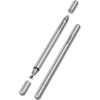 Стилус - ручка для ємнісних екранів 2-в-1 Stylus Pen Сірий Aluminum Alloy Type Vention