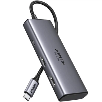 Док-станція USB3.1 Type-C --> HDMIx2 60Hz(8k30Hz)/USB 3.0x2/Type-C/PD 100W CM498 6 in 1 Ugreen