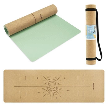 Коврик для йоги Spokey Savasana корковый. Коричневый, длина 183 см, ширина 61 см