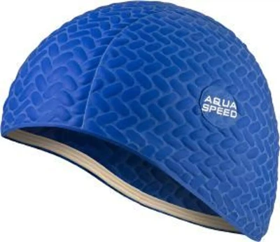 Шапочка для плавания Aqua Speed Bombastic Tic-Tac для бассейна, латекс, для длинных волос. Синяя, размер универсальный