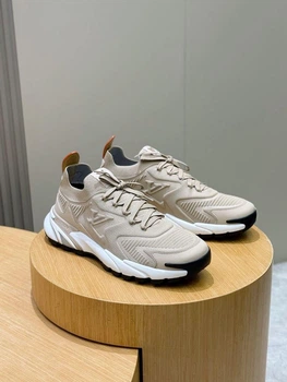 Чоловічі кросівки Louis Vuitton VNR бежевого кольору, текстиль flyknit, масивна підошва 43 розмір