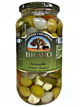 Коктейль овощной маринованный Bravo Gazpacha с оливками 1000г (стекло)