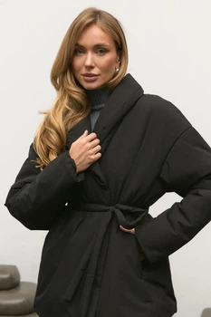 Куртка з поясом OW025 2501110970409 L/XL Чорний