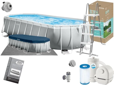 Каркасный бассейн Intex 26798 Prism Frame Oval 610×305×122 см с фильтр-насосом, стремянкой, тентом и подстилкой (IND-26798)