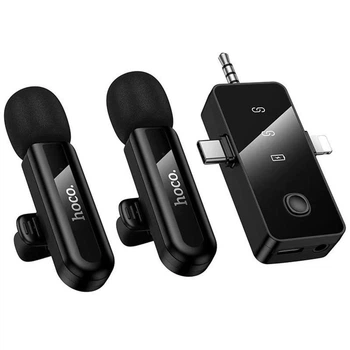 Петличный беспроводной микрофон Hoco L20C Fair dual-mic 3in1 (Lightning/Type-C/3.5)