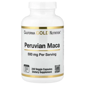 Мака перуанская 500 мг California Gold Nutrition Peruvian Maca 240 растительных капсул