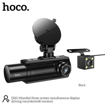 Відеореєстратор HOCO Mundial 3-screen simultaneous display driving recorder DI61 (wifi version) | 720p/480p+480p rear, 3.16" |