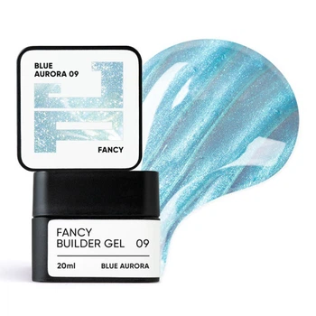 Билдер-гель Jerden Proff Fancy Builder Gel 09 Blue Aurora для наращивания и моделирования с эффектом хамелеона бирюзовый 20 мл