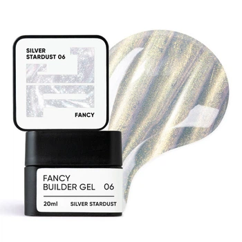 Билдер-гель Jerden Proff Fancy Builder Gel 06 Silver Stardust для наращивания и моделирования с эффектом хамелеона золотистый 20 м