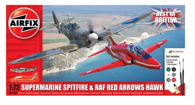 Стартовий набір для моделізму 1/72 винищувач Supermarine Spitfire & RAF Red Arrows Hawk - Gift Set Airfix A50187