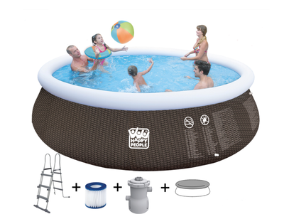 Большой бассейн Happy People на 11,5 тыс литров, размер: 4,5 на 1,06 м ( в комплекте: Насос, фильтр и лесенка ) Factory Recertified b3