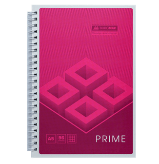 Блокнот BUROMAX А5 на спіралі 96 аркушів PRIME 24551101-10 рожевий (10) /BM.24551101-10/