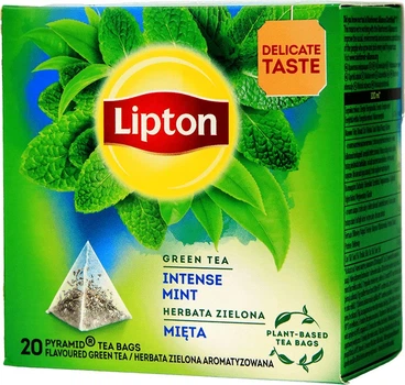 Чай зелений Lipton Green Intense Mint 20 пірамідок (5063270108284)