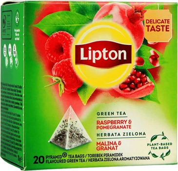 Чай зелений Lipton Green Raspberry&Pomegranate 20 пірамідок (5063270108413)