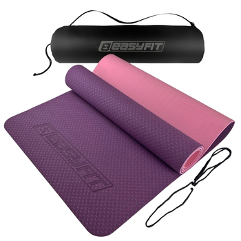 Коврик для йоги и фитнеса EasyFit EF-1924s-VP, антискользящий, Фиолетовый, 183×61×0,6 см, TPE, + чехол