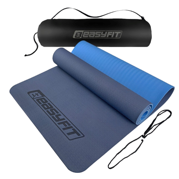 Килимок для йоги та фітнесу EasyFit EF-1924s-BLB, протиковзкий, Синій, 183×61×0,6 см, TPE, + чохол