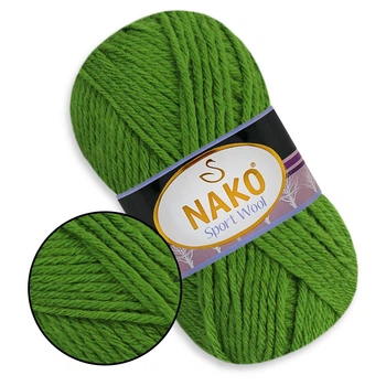 Nako Sport Wool, Трава №6574, полушерстяная пряжа, 100 г / 120 м, 25% шерсть / 75% акрил, для снудов, шапок, кардиганов
