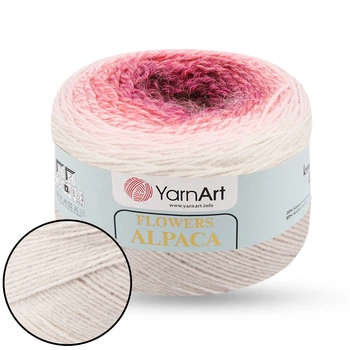 YarnArt Flowers Alpaca, №408 - напіввовняна пряжа 250 г / 940 м, альпака з акрилом, градієнтне секційне фарбування для палантинів, кардиганів