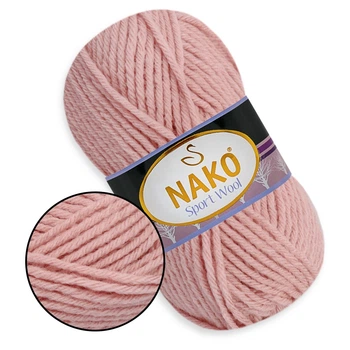 Nako Sport Wool, Пудра №2406, полушерстяная пряжа, 100 г / 120 м, 25% шерсть / 75% акрил, для снудов, шапок, кардиганов