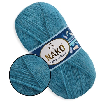Nako Mohair Delicate, Светлая-морская волна №6123 - пряжа Мохер Деликат 100 г / 500 м, 85% акрил, 10% шерсть, 5% мохер, тонкая, для шалей, свитеров