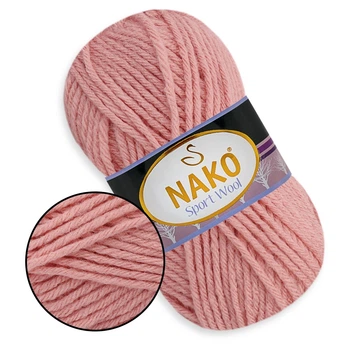 Nako Sport Wool, Темная пудра №2807, полушерстяная пряжа, 100 г / 120 м, 25% шерсть / 75% акрил, для снудов, шапок, кардиганов