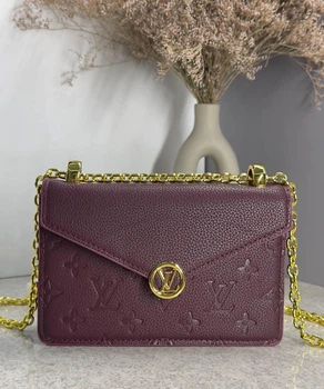 Женская кожаная сумка-кошелек LOUIS VUITTON Rosy Wallet On Chain Empreinte бордовая