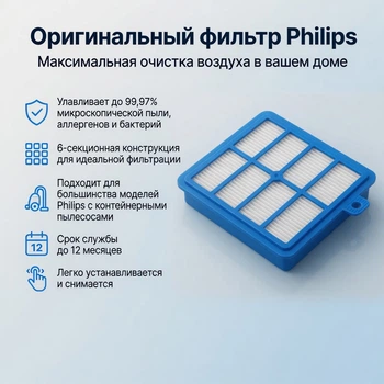 Фільтр пилососа Philips Performer FC9150, FC9152, FC9160, FC9166, FC9170, FC9171, FC9174, FC9173, FC9175, FC9176 hepa вихдний