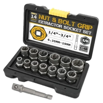Набор для удаления поврежденных болтов и гаек RIAS Nut & Bolt Extractor 14 предметов (3_08094)